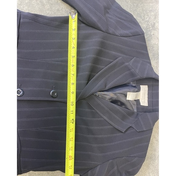 Liz Claiborne Women's Navy Blue Striped Lined Petite Blazer Jacket Size 4P - Picture 7 of 9
